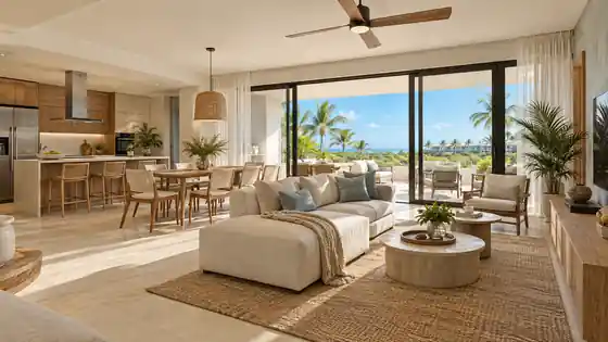 Interior moderno de apartamento de 2 habitaciones en Punta Cana